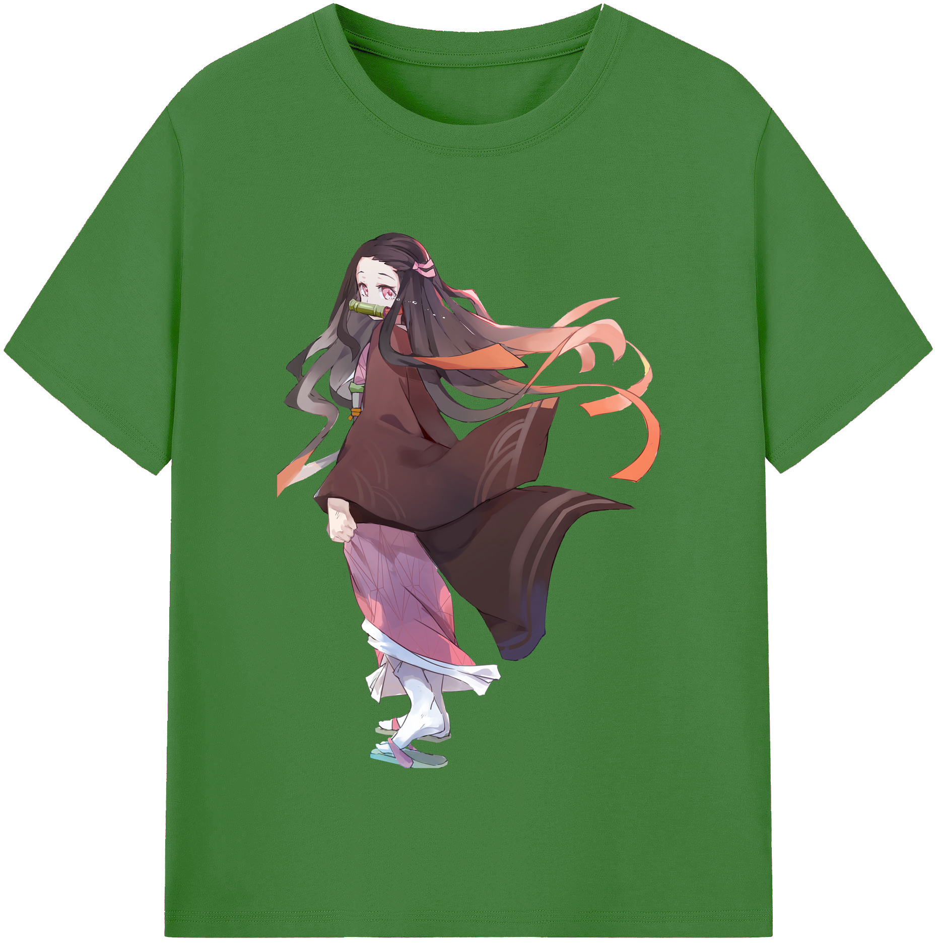 （画像用） 鬼滅の刃（きめつのやいば）竈門 禰󠄀豆子／かまど ねずこ Kamado Nezuko レディースカジュアルプリントTシャツ（綿100％）